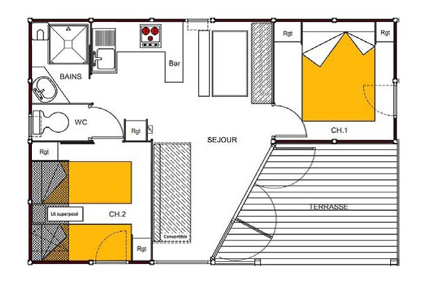 Hébergement Chalet Gautier Garanx - camping Blue Océan