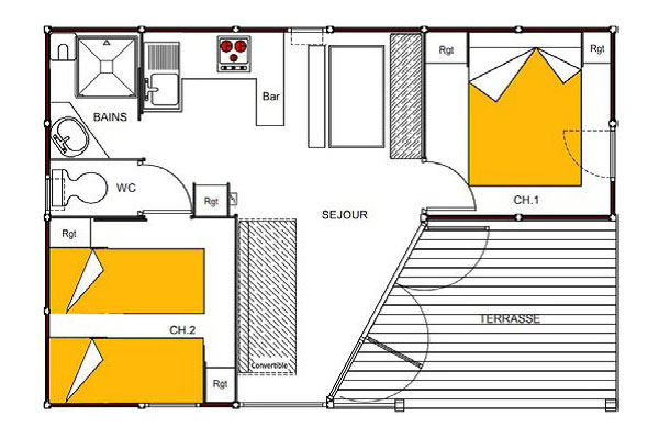 Hébergement Chalet Hawai - camping Blue Océan